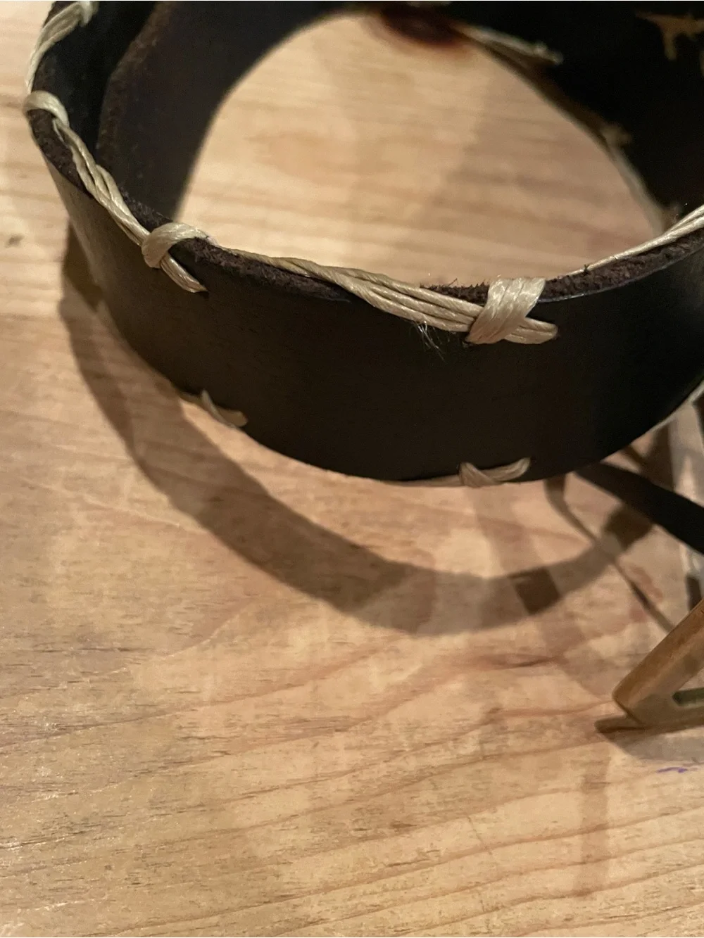 Lucky Brand Leathef VTG Black Brown Contrast Stitch Belt Rare EUC L XL